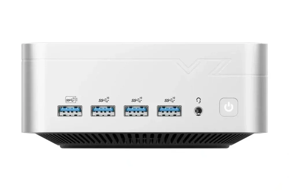 VZMORE AX9 Max mini PC front panel with USB ports