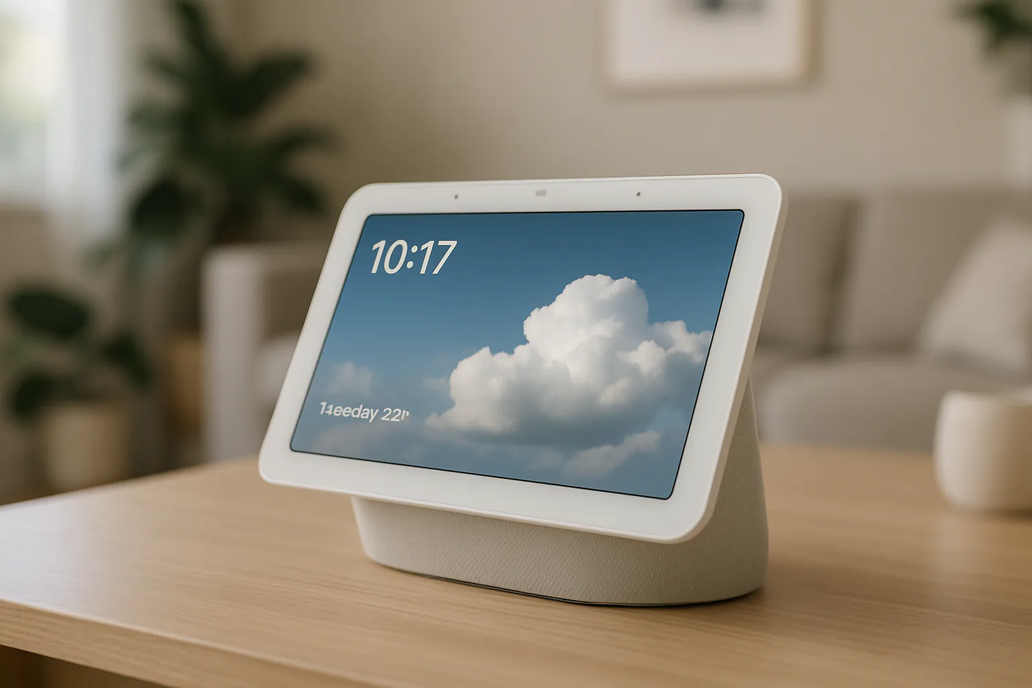 Smart home hub with touchscreen in modern home