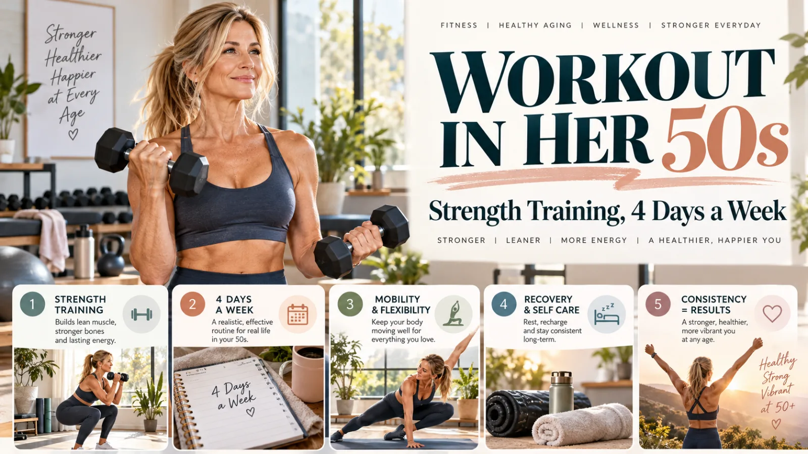 Woman doing a lunge with dumbbells in a bright home workout space (illustrative image)
